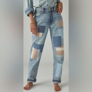 Lucky Brand Womans 12/31R Patchwork Blue Straight Jeans NEW